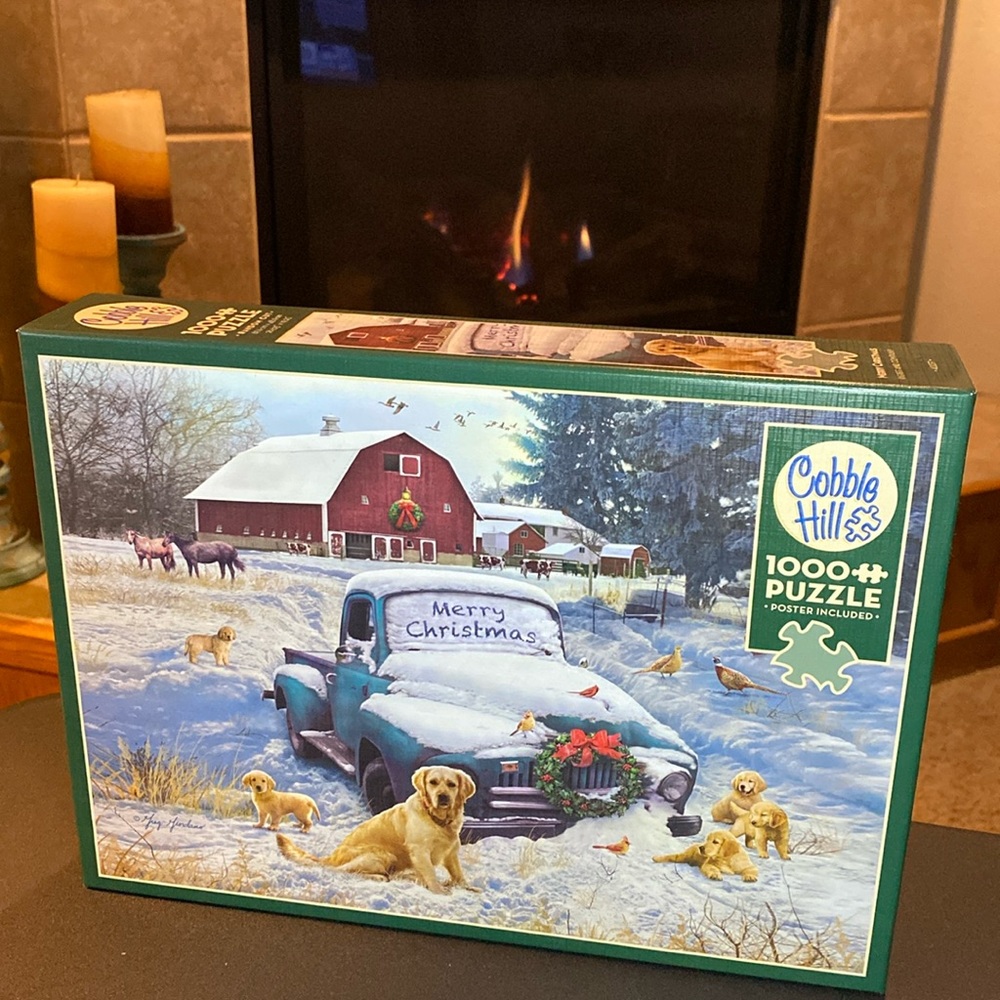Cobble Hill - Merry Christmas, 1000pc puzzle. Super cute Christmas farm.